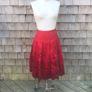 Shani Embroidered Silk Taffeta Skirt